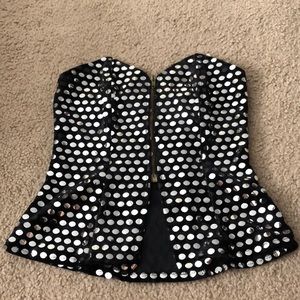 VINTAGE Velvet Mirror-Sequin Peplum Corset